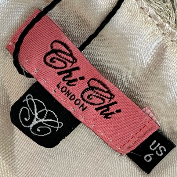 NWT Chi Chi London Gold Retro Formal Dress Gown Size 6 Floral Lace Sweetheart - Picture 11 of 16